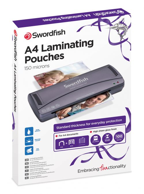 Swordfish A4 - 216 x 303mm Laminating Pouches - Pack of 100 Pouches (Box 5) 48017