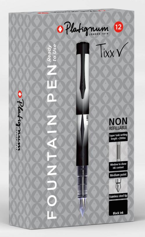Snopake Platignum Fountain Pen Black (Pack of 12) 50460 Snopake Brands