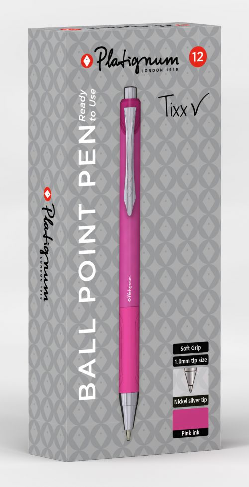 Platignum Tixx Ball Point Pink (Box of 12) 50490