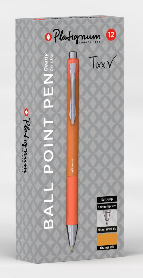 Platignum Tixx Ball Point Orange (Box of 12) 50493
