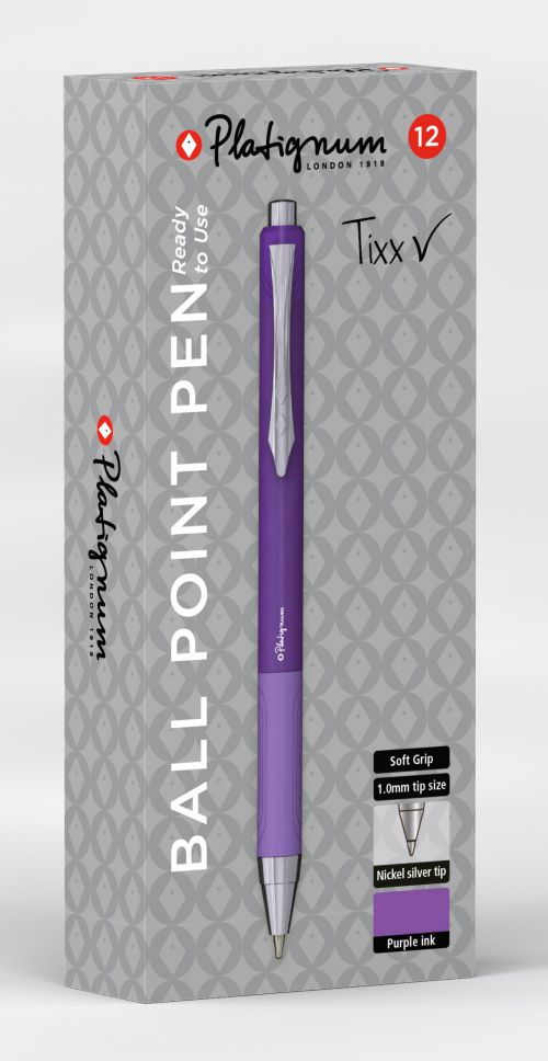 Platignum Tixx Ball Point Purple (Box of 12) 50494