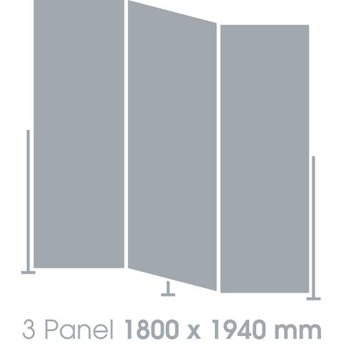 Mobile Insta-Wall 3 Panel - Grey - 1800(w) x 1940mm(h)