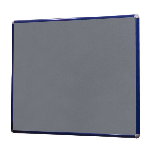 SmartShield FlameShield Aluminium Framed Noticeboard - Blue Frame - Grey - 900(w) x 600mm(h)