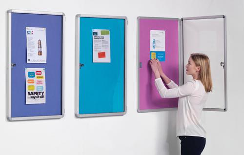 Accents FlameShield Side Hinged Tamperproof Noticeboard - Light Blue - 600(w)x 900mm(h)