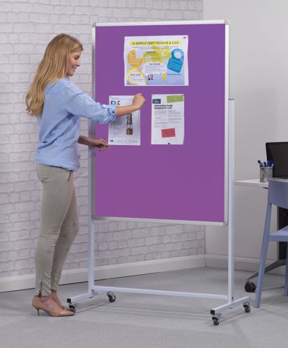 Accents Mobile Noticeboard Portrait - Lavender - Portrait - 900(w) x 1200mm(h)