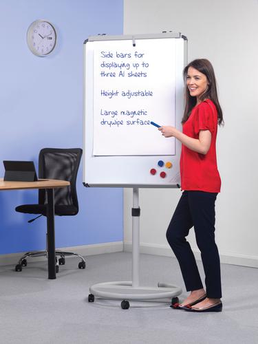 Whether it’s for training, teaching or meetings - easels are a quick, easy and efficient solution for presenting information to a group. With a quality dry wipe surface and sturdy frame, the Ultramate round base mobile easel is ideal for moving from room to room and positioning closer to the audience.  
