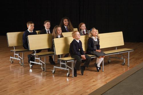Versatile in design, the Convertible Bench is effectively three benches in one.  Ideal for auditorium style seating, it can also be used converted to a classroom table and then, by joining two units together, is perfect for dining use.   
