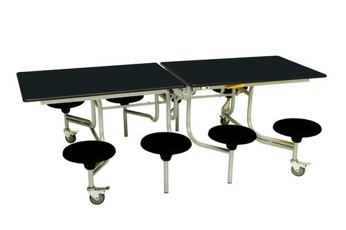 Eight Seat Rectangular Mobile Folding Table - Black Top/Black Stools - 685mm height