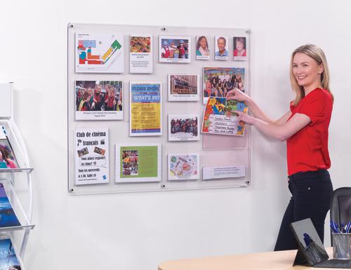 Crystal Wall display boards are a professional and contemporary way to present staff, class or team information to visitors. The re-useable picture pockets make it quick and easy to change information as required and the chrome fixings add a modern finish.  