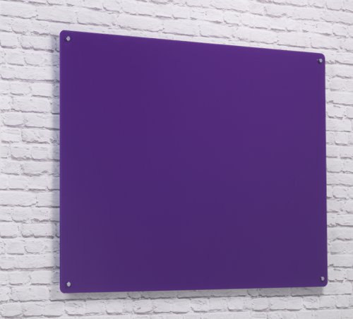 Wall Mounted Magnetic Glass Writing Board - Purple - 1200(w) x 1200mm(h)