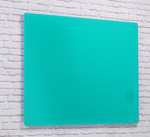 Wall Mounted Magnetic Glass Writing Board - Turquoise - 1200(w) x 1200mm(h)