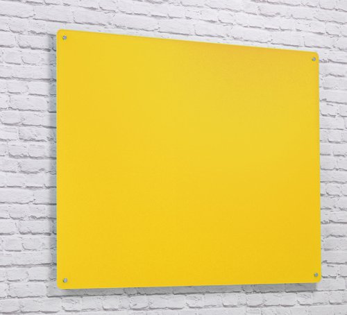 Wall Mounted Magnetic Glass Writing Board - Yellow - 1200(w) x 1200mm(h)