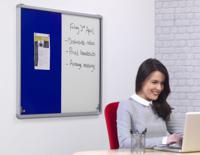 Tamperproof Combination Felt / Non-Magnetic Dry-Wipe Noticeboard - Blue - 1200(w) x 1200mm(h)