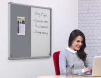 Tamperproof Combination Felt / Non-Magnetic Dry-Wipe Noticeboard - Grey - 2400(w) x 1200mm(h)