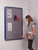SmartShield Tamperproof Noticeboard - Blue Frame - Grey - 900(w) x 1200mm(h)