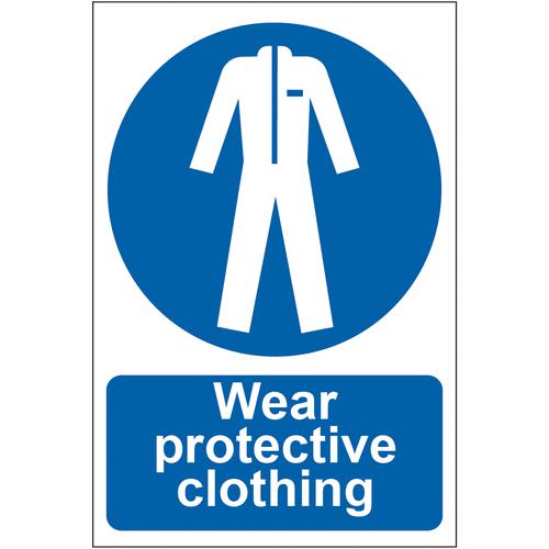 Mandatory Self-Adhesive PVC Sign (200 x 300mm) - Wear Protective Clothing