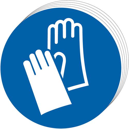 Mandatory Self-Adhesive Vinyl Sign (100mm diameter) pack of 10 - Wear Gloves