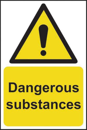 Dangerous Substances’ Sign; Rigid 1mm PVC Board (200mm x 300mm)