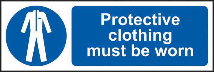 Mandatory Rigid PVC Sign (300 x 100mm) - Protective Clothing Must Be Worn