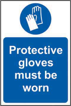 Mandatory Self-Adhesive Vinyl Sign (400 x 600mm) - Protective Gloves Must Be Worn