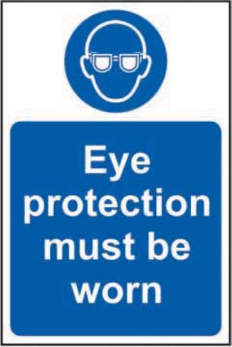 'Eye Protection Must Be Worn' Sign is a 200mm x 300mm mandatory sign made from non-adhesive Rigid 1mm PVC Board. All our signs conform to the BS EN ISO 7010 regulation, ensuring that all graphical safety symbols are consistent and compliant.