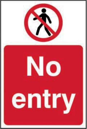 No Entry’ Sign; Self-Adhesive Vinyl (400mm x 600mm)