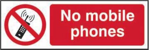 No Mobile Phones’ Sign; Self-Adhesive Vinyl (300mm x 100mm)