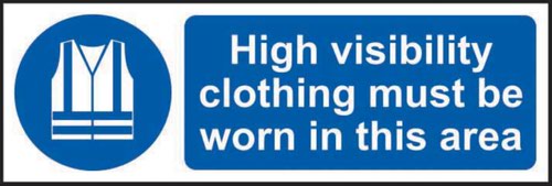High Visibility Clothing Must Be Worn In This Area’ Sign; Self-Adhesive Vinyl (300mm x 100mm)