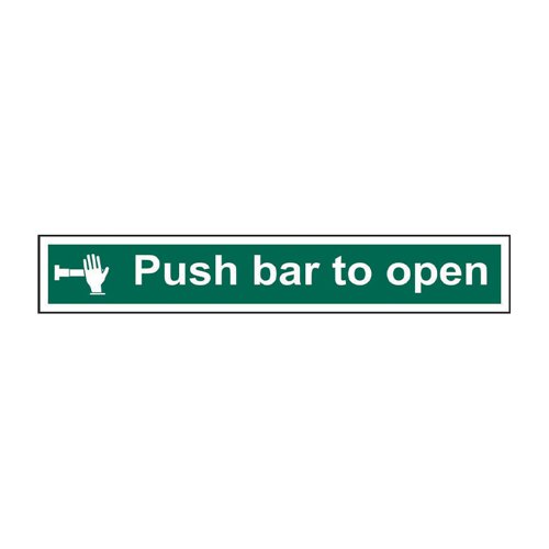 Push Bar To Open' Sign (Pack of 5), Non Adhesive Rigid 1mm PVC Board (600mm x 100mm) Style A