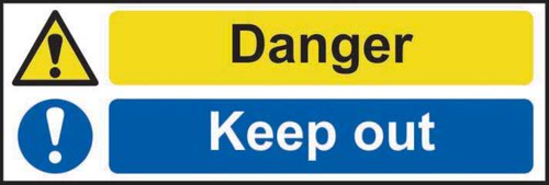 Danger Keep Out’ Sign; Non Adhesive Rigid 1mm PVC Board (600mm x 200mm)