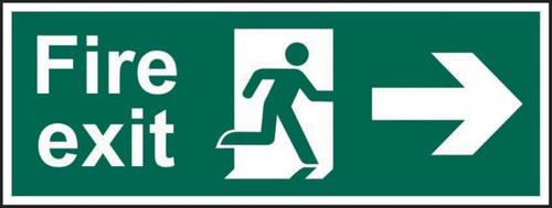 'Fire Exit (Man Arrow Right)' is a 300mm x 100mm fire exit and evacuation sign. This sign is a self-adhesive vinyl making it easy to apply to a clean dry surface. All our signs conform to the BS EN ISO7010 regulation, ensuring that all graphical safety symbols are consistent and compliant.