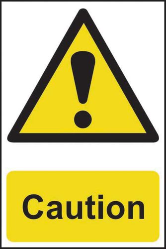 ‘Caution’ Sign; Self-Adhesive Semi-Rigid PVC (200mm x 300mm)