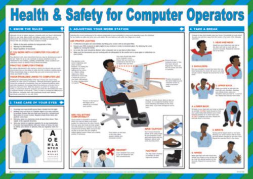 Safety Poster - H&S For Computer Operators (590 x 420mm) made from laminated paper. 