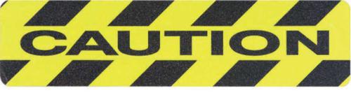High grip non-slip floor treads with "Caution" black/yellow printed finish; 150 x 600mm