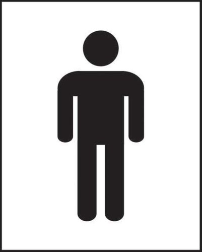 Male Symbol’ Sign; Non-Adhesive Rigid 1mm PVC Board; (125mm x 200mm)
