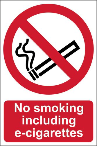 No Smoking Including E-cigarettes’ Sign; Self-Adhesive Vinyl (148mm x 210mm)