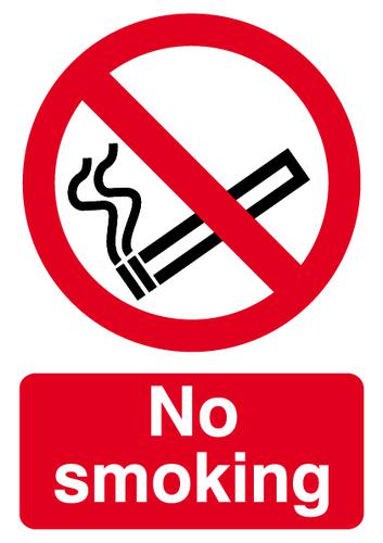 Self-Adhesive Vinyl No Smoking sign (148 x 210mm). Easy to use and fix.