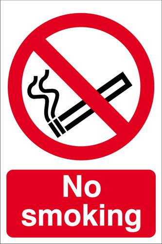 Self-Adhesive Vinyl No Smoking sign (200 x 300mm). Easy to use and fix.