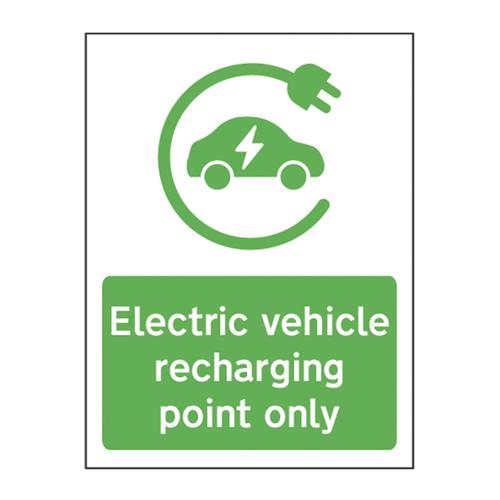 ’Electric Vehicle Recharging Point Only’ Sign -  Aluminium Composite Vertical Panel (300mm x 400mm)
