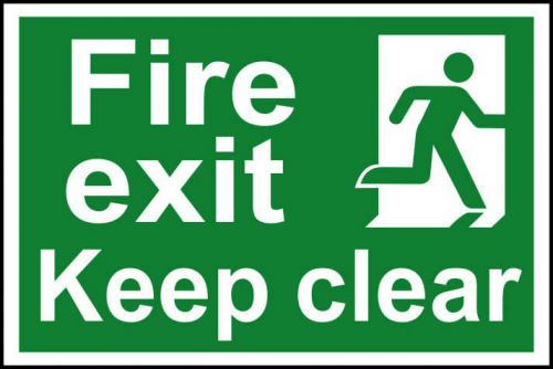300x200mm Safety Signs Fire escape keep clear Mandatory Sign 