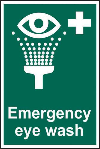 Self adhesive semi-rigid PVC Emergency Eye Wash sign (200 x 300mm). Easy to fix; peel off the backing and apply to a clean and dry surface.