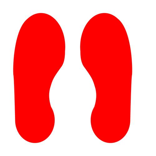 Red Footprints Floor Graphic adheres to most smooth clean flat surfaces and provides a durable long lasting safety message. 300x100mm 5 Pairs