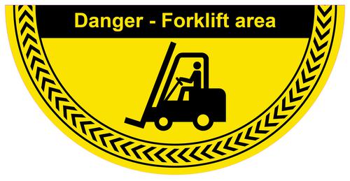 Danger Forklift Area Floor Graphic adheres to most smooth clean flat surfaces and provides a durable long lasting safety message. 750x375mm