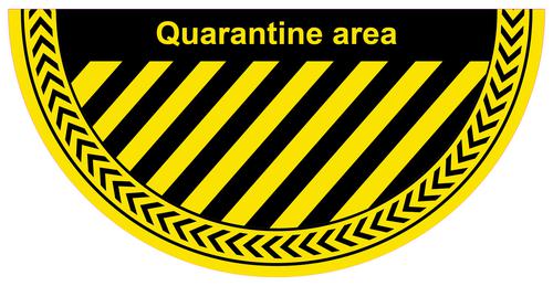 Quarantine Area Floor Graphic adheres to most smooth clean flat surfaces and provides a durable long lasting safety message. 750x375mm