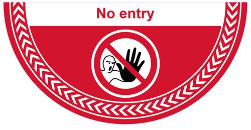 No Entry Floor Graphic adheres to most smooth clean flat surfaces and provides a durable long lasting safety message. 750x375mm