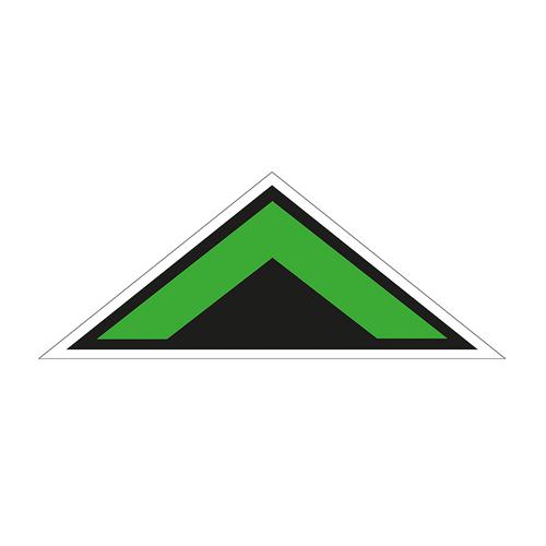 Arrow Chevron Symbol Floor Graphic adheres to most smooth clean flat surfaces. Provides a durable long lasting safety message. 800x320mm; green/black