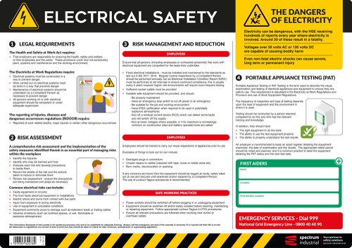 Electrical Safety Poster, 300mic PVC With Anti-scuff Face (594mm x 420mm)