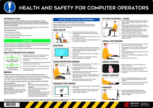 Safety Poster : Health & Safety for Computer Operators - PVC Poster (594 x 420mm)