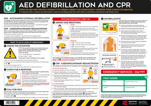 Safety Poster : AED Defibrillation and CPR - PVC Poster (594 x 420mm)