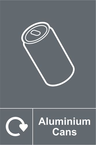 Aluminium Cans Recycling Sign (150 x 200mm). Manufactured from strong rigid PVC and is non-adhesive; 0.8mm thick.